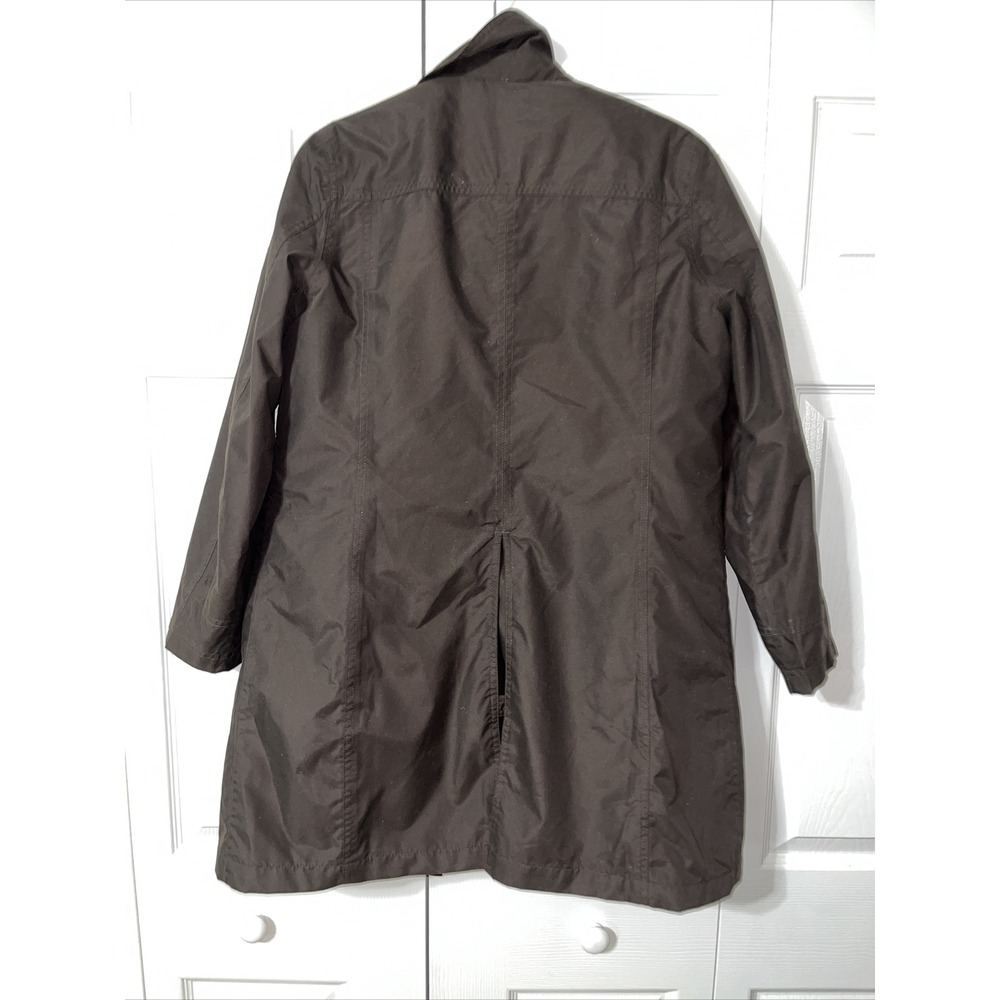 Lands End Brown Button Front Weatherproof Water Resistant Lined Raincoat M 10/12 - Picture 8 of 8